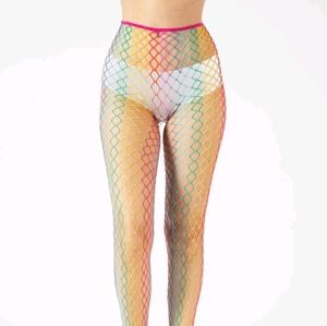 NWOT Rainbow Pride Fishnet Stocking Tights Lingerie Colourful